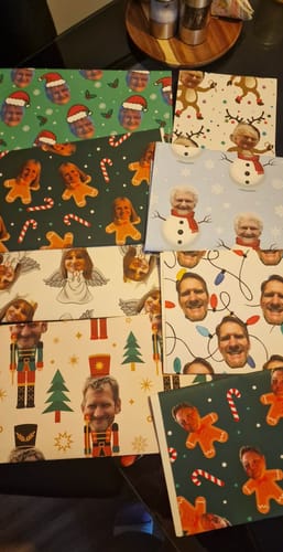 Customer photo review of Personalised Santa Photo Face Wrapping Paper