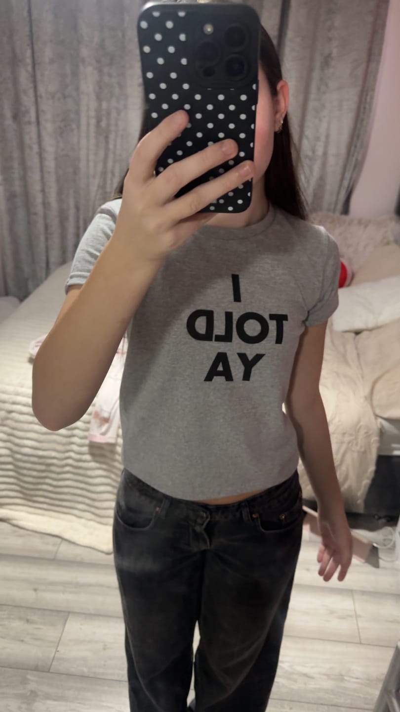 Customer photo review of Challengers I Told Ya Baby Tee