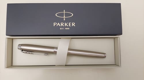 Customer photo review of Parker - Pluma IM Stainless Steel Tinta Azul, Punta Fina