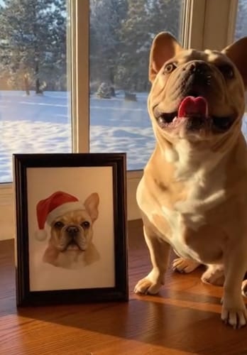 Customer photo review of Artzuzu Custom Portrait For Pets - The Watercolor Santa