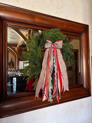 Customer photo review of Gingerbread Cottage Wreath Ribbon