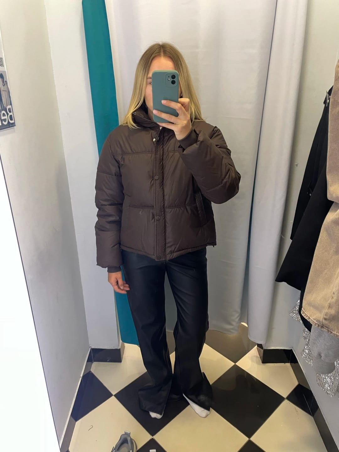 Customer photo review of Sammy Faux Leather Puffer Jacket