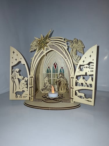 Customer photo review of Nativity scene miniatures candle holder laser cut svg file