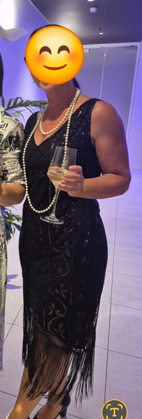 Customer photo review of Natasha 1920s Gatsby Dress - Black