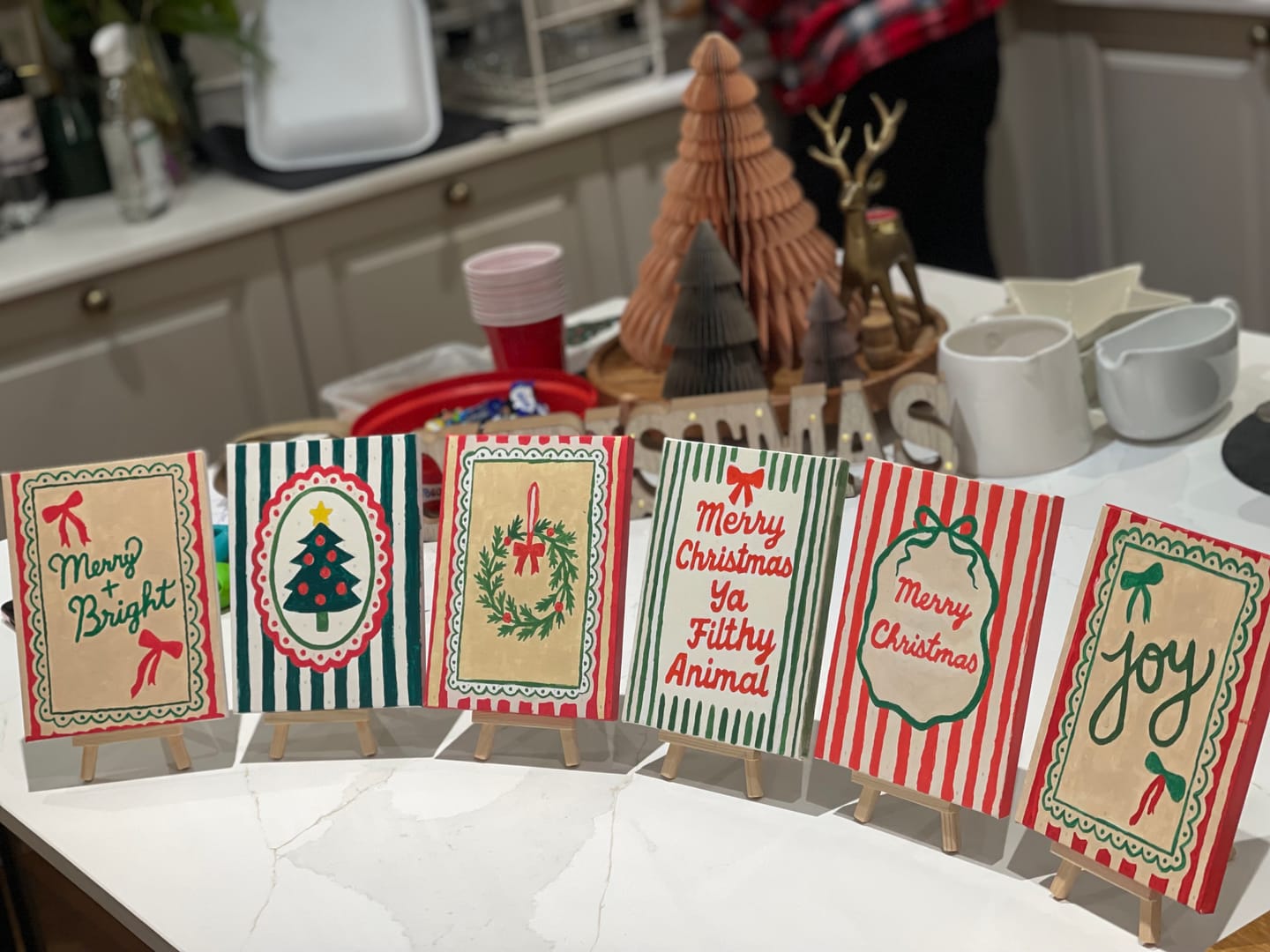Customer photo review of 6 Mini Paintings - Christmas Stripes Set