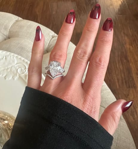 Customer photo review of 3-Stone 5.7ct Pear CZ Ring in Sterling Silver