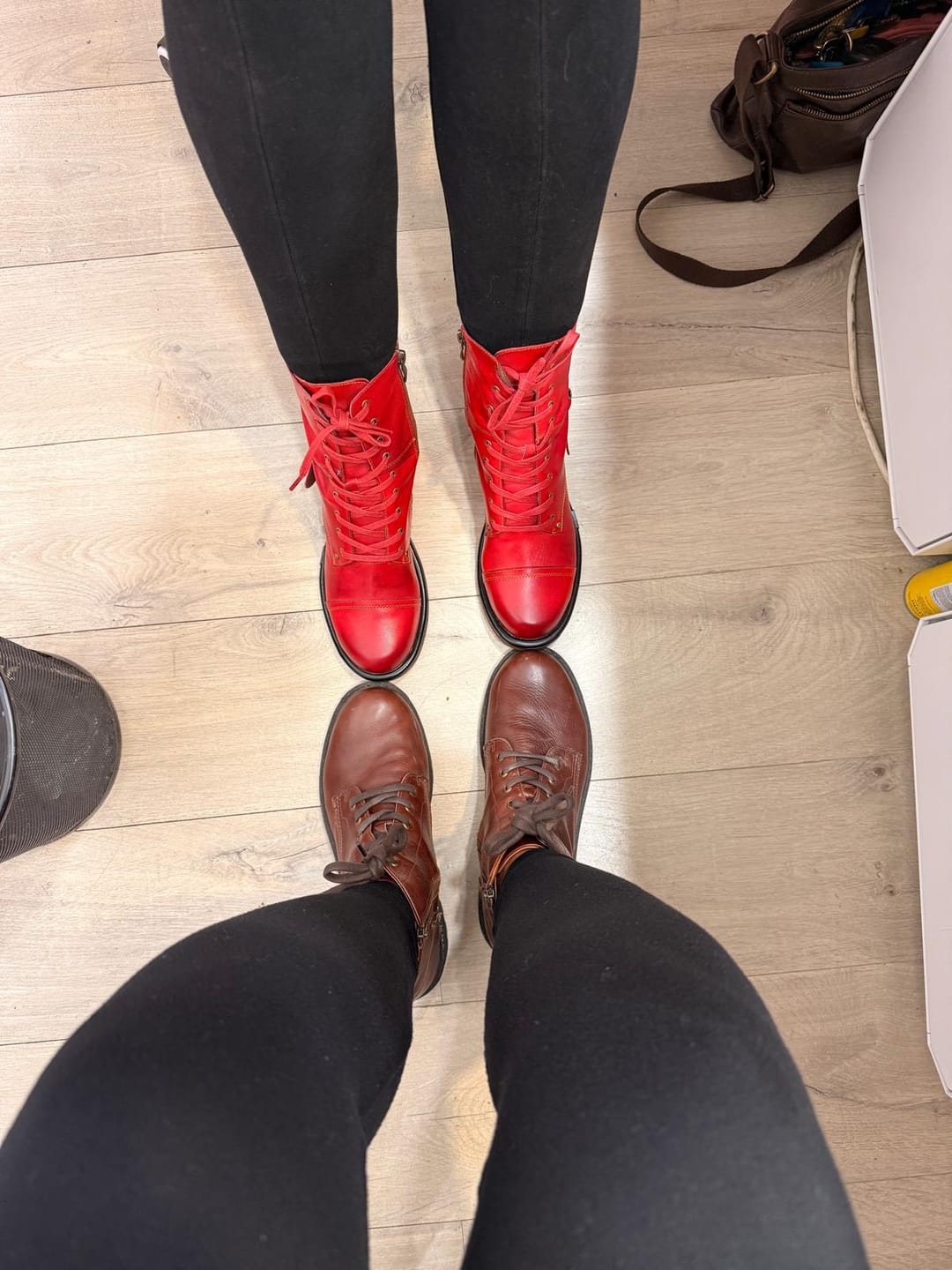 Customer photo review of Comfortable Genuine Leather Boots With Laces And Inside Zippers