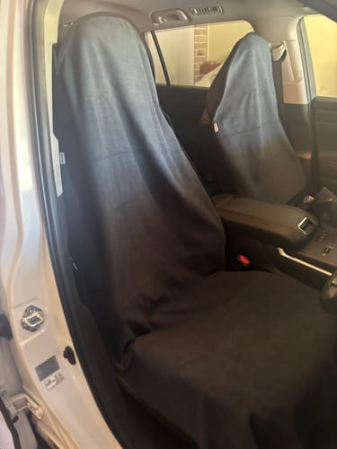 Customer photo review of Waterproof Car Seat Towel – Charcoal Grey | Towel Society