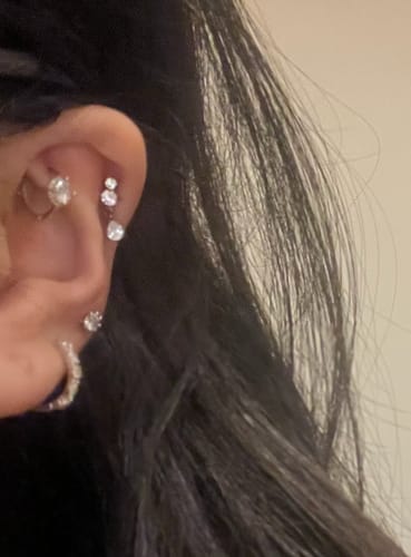 Customer photo review of Dangle flatback stud silver