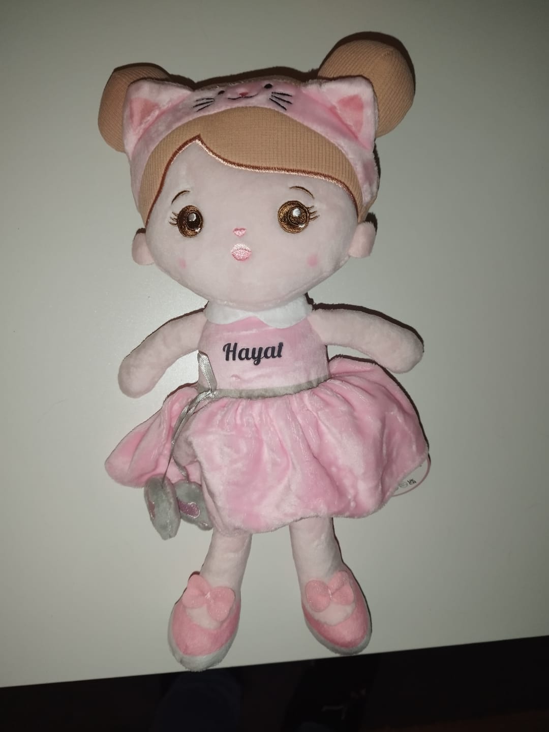 Customer photo review of Personnalisée Poupée en Peluche avec Yeux Ouverts de Chat Rose