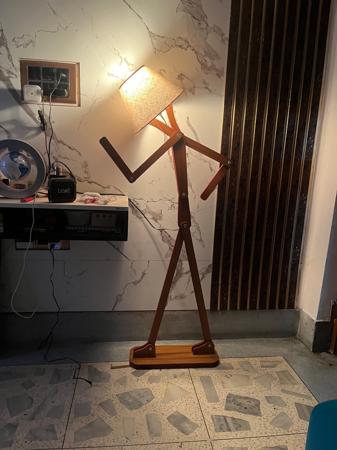 Customer photo review of Decorative Floor and Swing Arm Floor Lamp, Wooden Reading Lights for Kids, Bedroom, Living Room, Home, Office, Farmhouse, LED Bulb Included