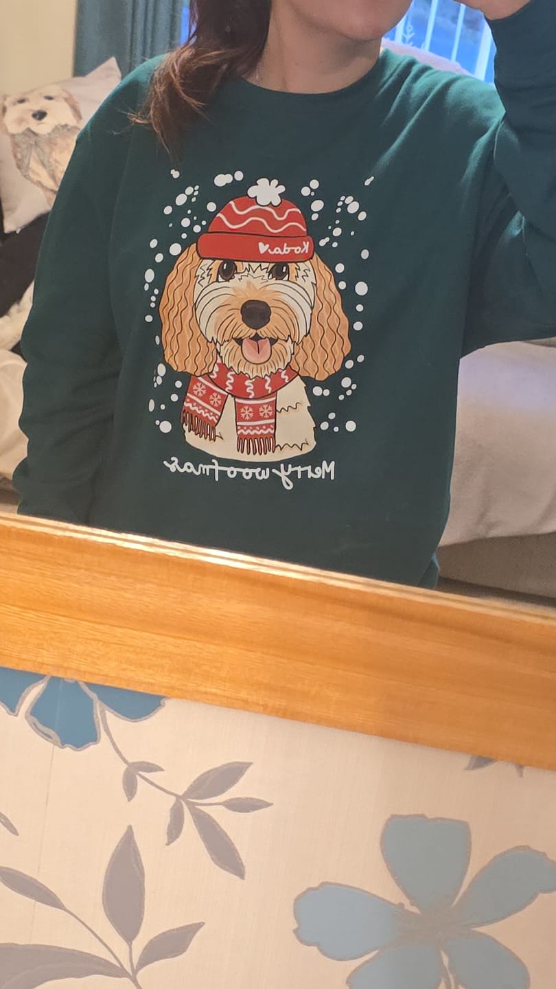 Customer photo review of Personalised Merry Woofmas Christmas Jumper