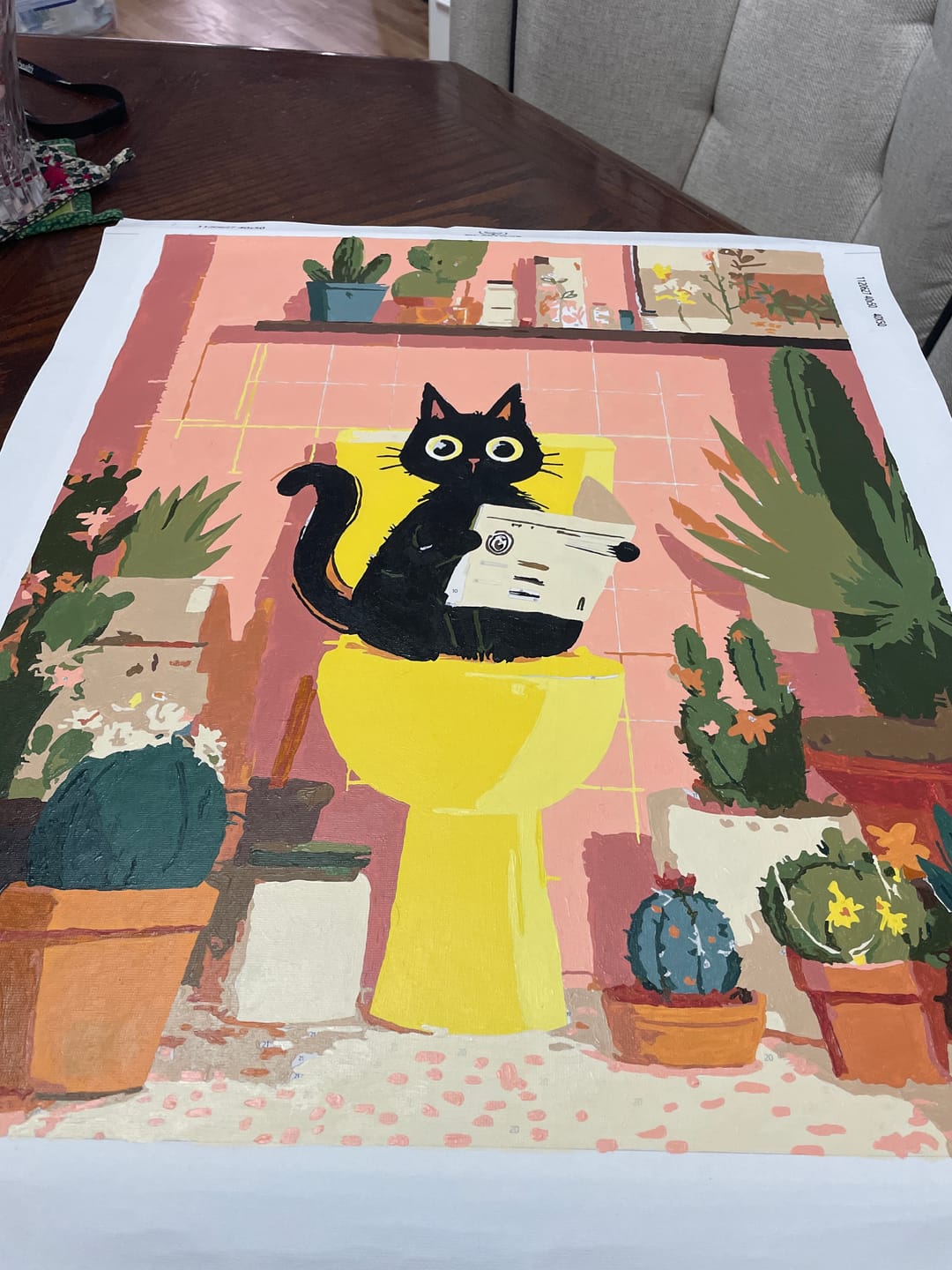Customer photo review of The black cat on the toilet | Paint by Number