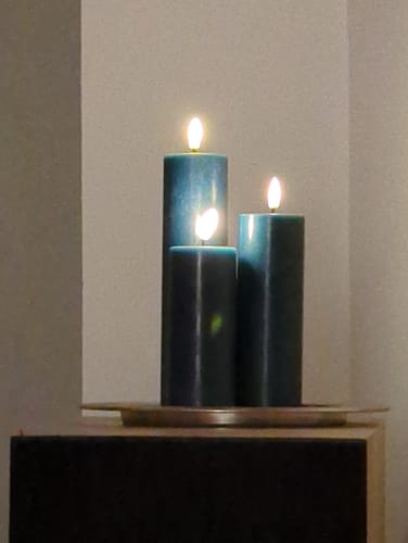 Customer photo review of LED Bloklys Ø 5 x 12,5 cm Støvet blå