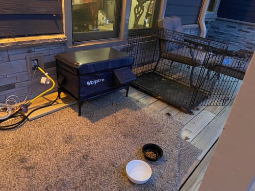 Customer photo review of ArcticGuard Outdoor Heated Cat House – navy blue