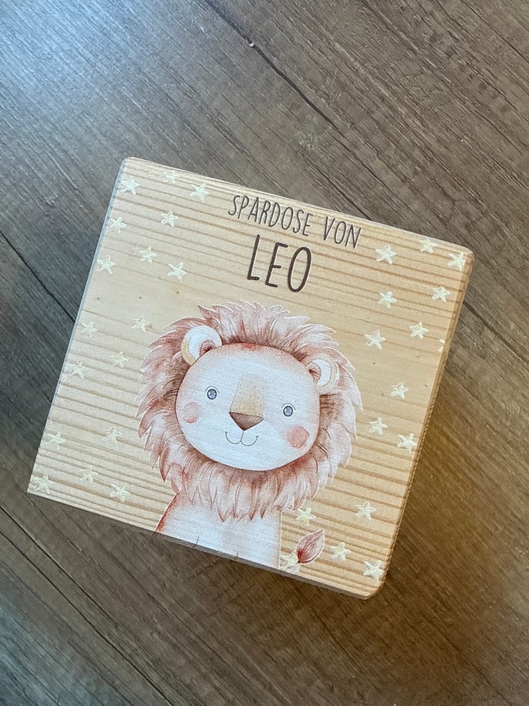 Customer photo review of Spardose Kinder, Sparschwein personalisiert bunt - Löwe