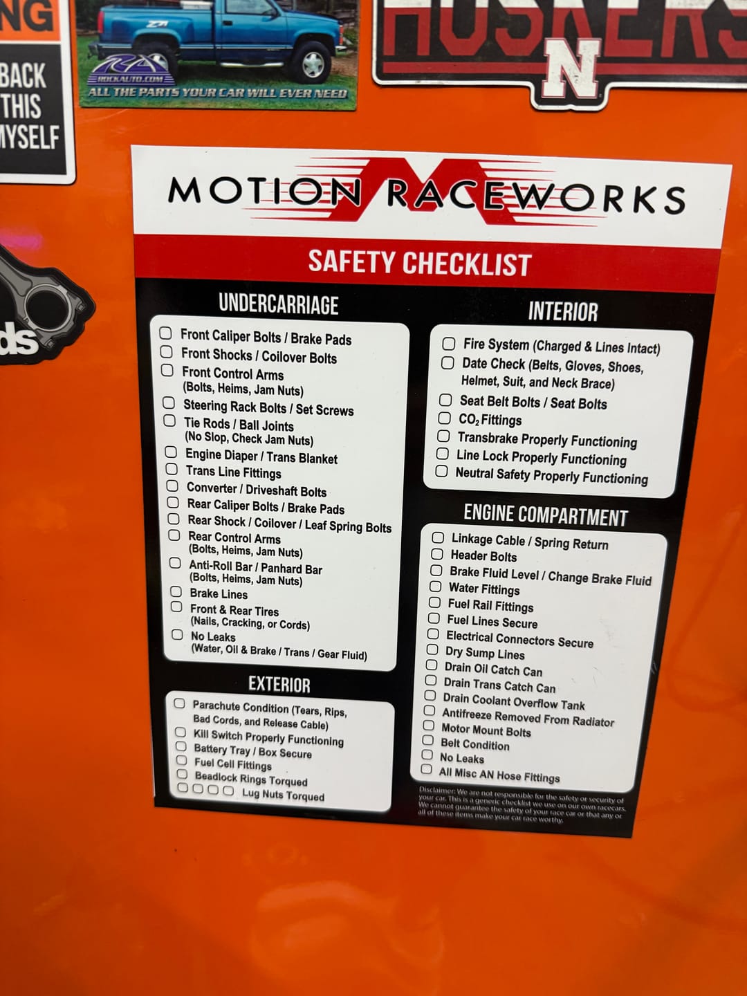 Customer photo review of Motion Safety Checklist Magnet Dry Erase