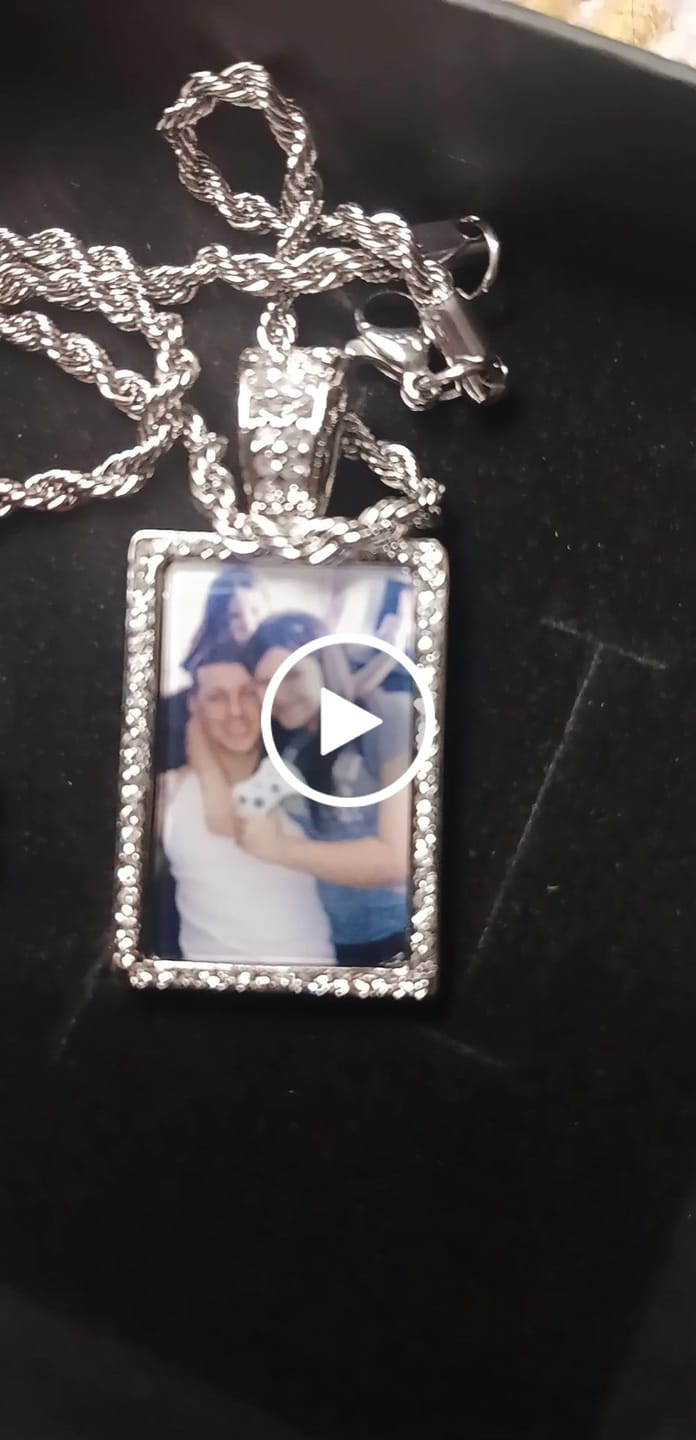Customer video review of Personalized Diamond Studded Colorful Photo Necklace