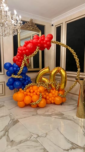 Customer photo review of 6.5 Ft Round Aluminum Wedding Arch Photo Booth Backdrop Stand