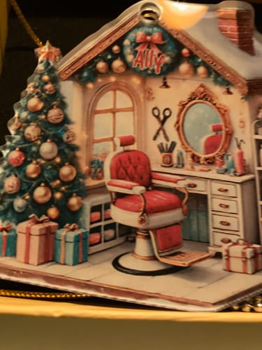 Customer photo review of Hair Salon Christmas Tree Personalized Ornament, Gift For Hairdresser