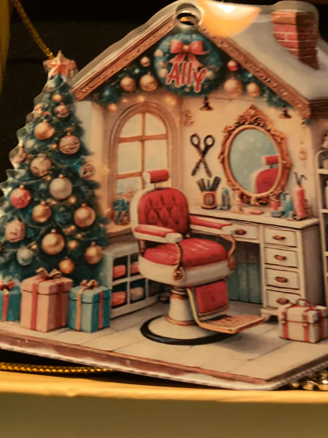 Customer photo review of Hair Salon Christmas Tree Personalized Ornament, Gift For Hairdresser