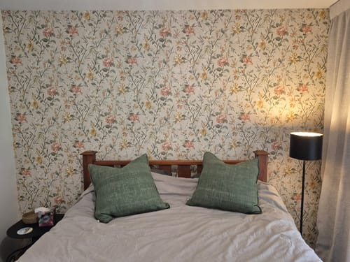 Customer photo review of Sazanka - Japanese Floral Wallpaper - Neutral/Orange