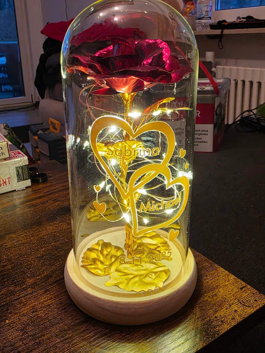 Customer photo review of Ich liebe dich - Paar-Goldene Rose