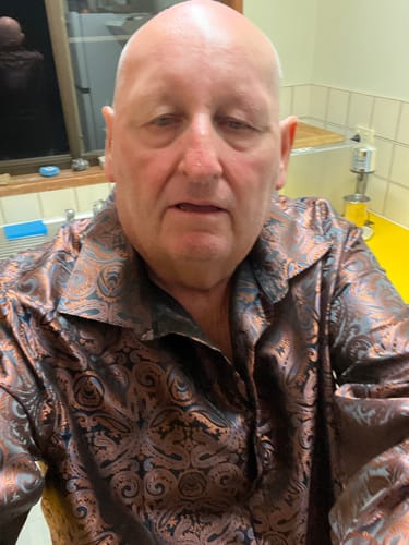 Customer photo review of Barry. Wang Button Down Shirt Brown Woven Paisley Silk Long Sleeve Shirt