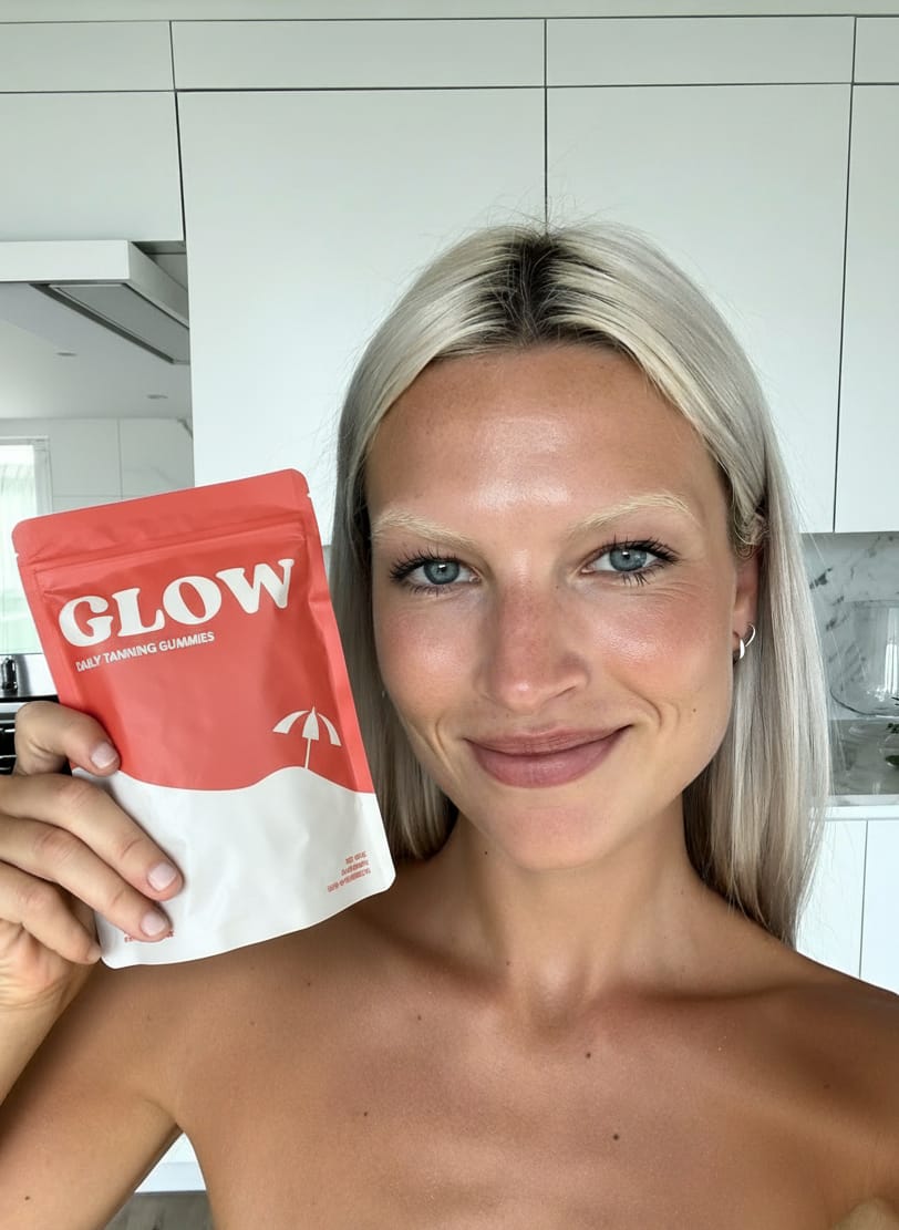 Customer photo review of Glow Tanning Gummies