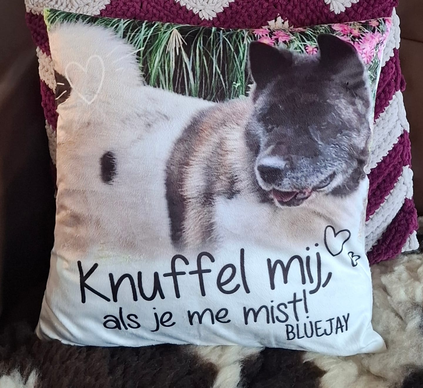 Customer photo review of Knuffel mij als je me mist - Gepersonaliseerde kussen