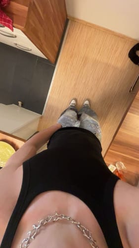 Customer photo review of Omirad Graffiti Washed Curved Denim Pants