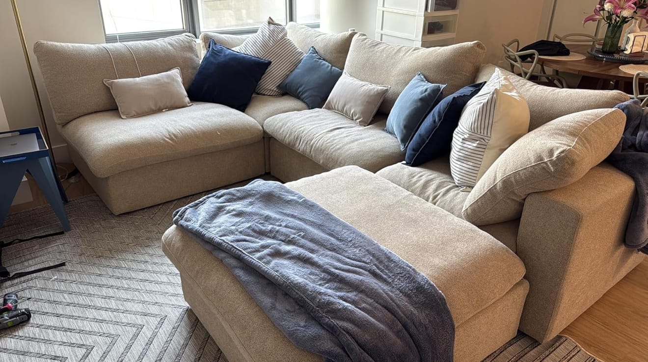 Customer photo review of Classic Modular 4-Seater Sectional in Khaki
