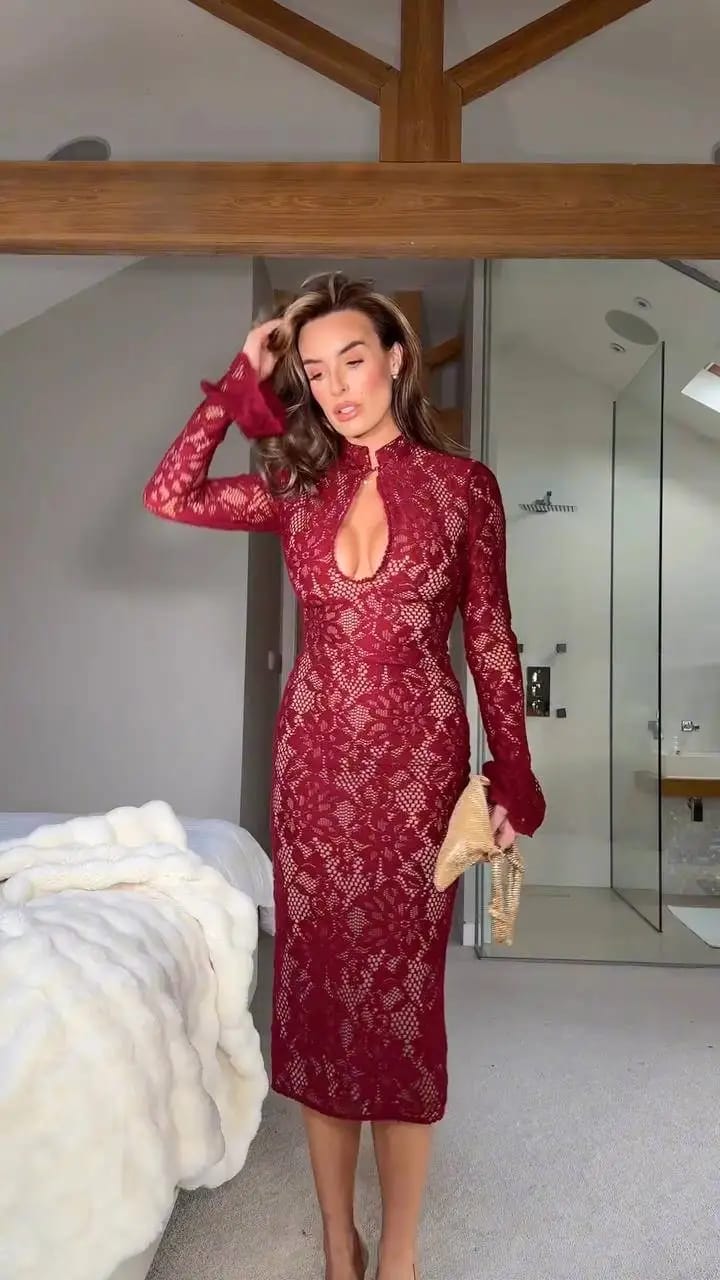Customer photo review of Amara Cut-Out Lace Midi Dress