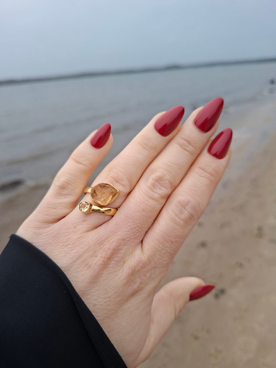 Customer photo review of Citrine combination 18K double ring