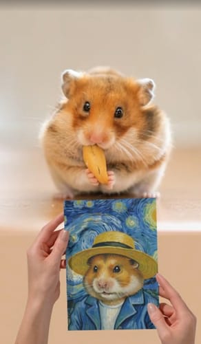 Customer photo review of Artzuzu Custom Portrait For Pets - Portrait with a Straw Hat