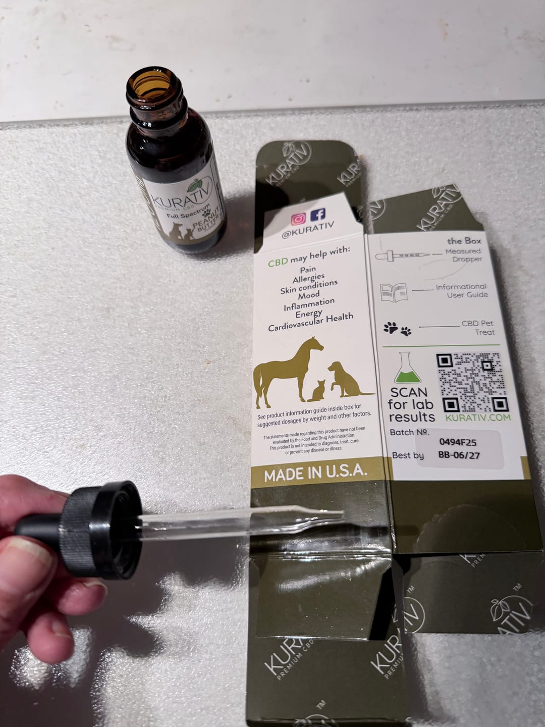 Customer photo review of Pet CBD Oil 1200mg - Available in Multiple Flavors