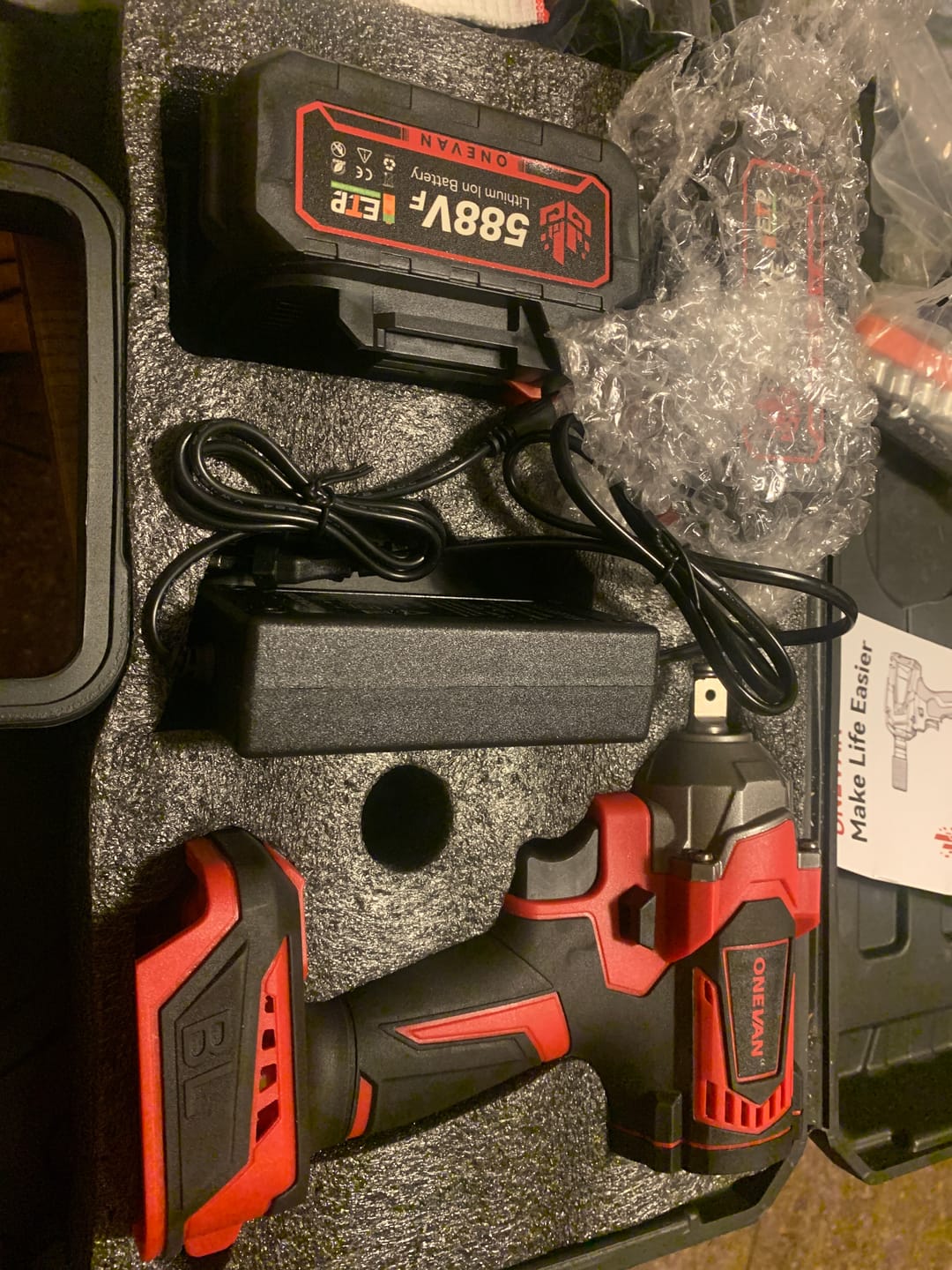 Customer photo review of ONEVAN 1/2" 1200N·m Brushless Cordless Impact Wrench Set – 44-Piece Kit | For Makita 18V Battery