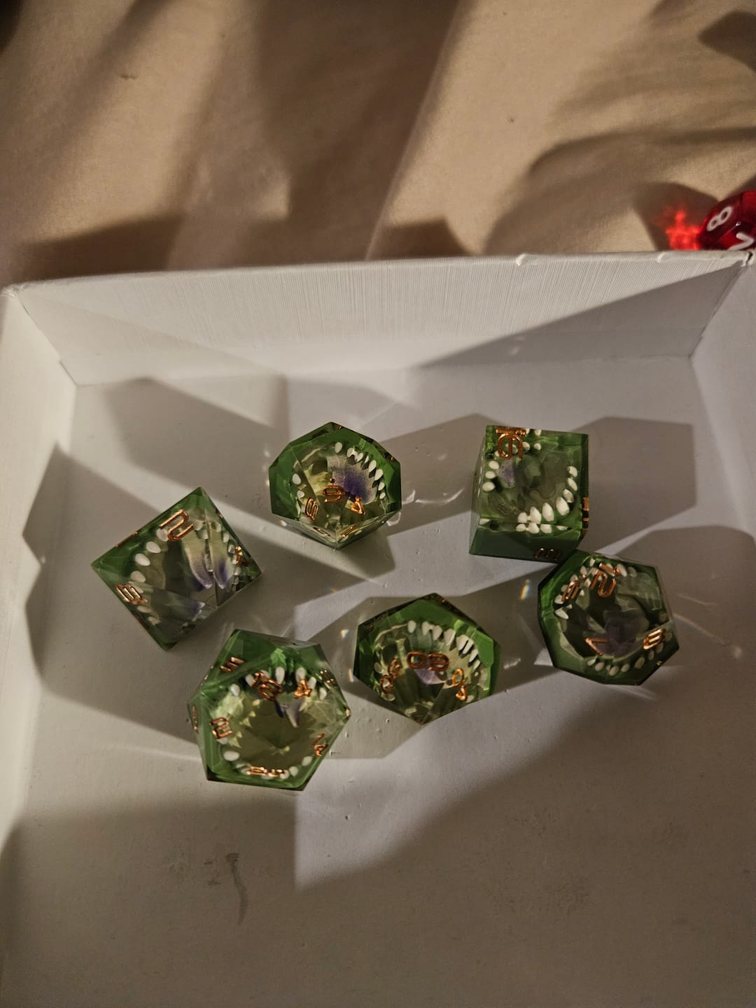 Customer photo review of Mystery Sharp Edge Dice Set Subscription