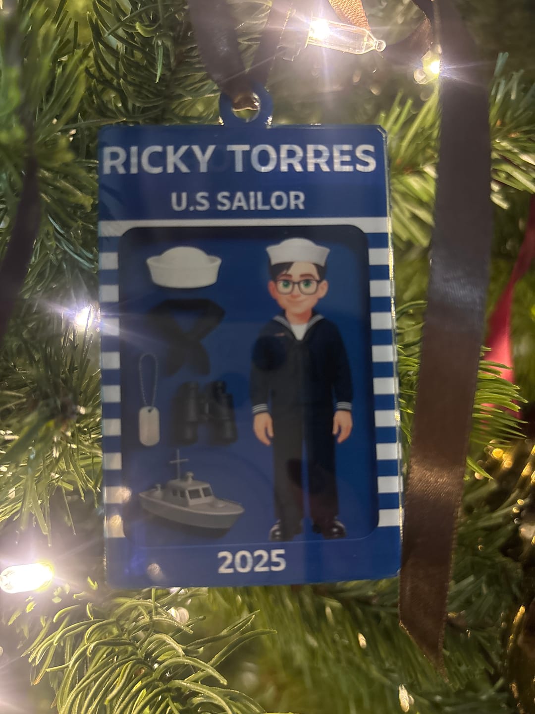 Customer photo review of Military Action Figure - Personalized Acrylic Ornament - Special Gift For The Military
