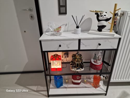 Customer photo review of Στενό Τραπέζι Κονσόλα Εισόδου Λευκό Όψη Μαρμάρου 24 x 76 x 80 εκ LN-T092W01