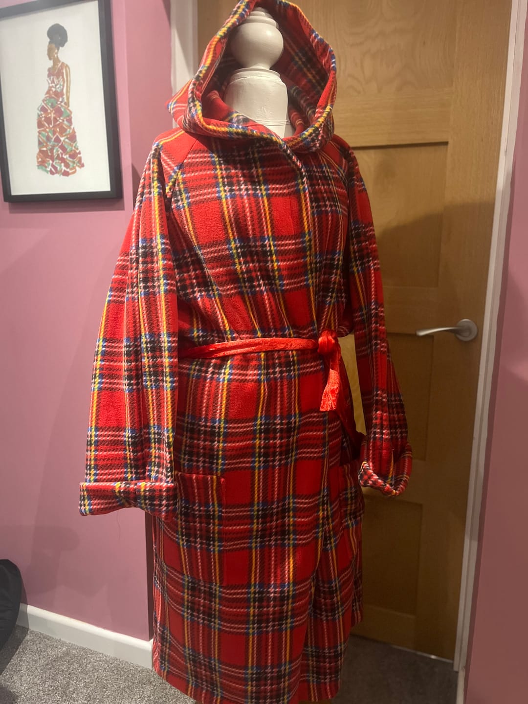 Customer photo review of Red Checkered Anti Pill Polar Fleece Fabric