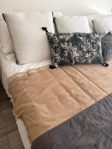 Reseña con foto de un cliente sobre Manta Algodón Flecos
