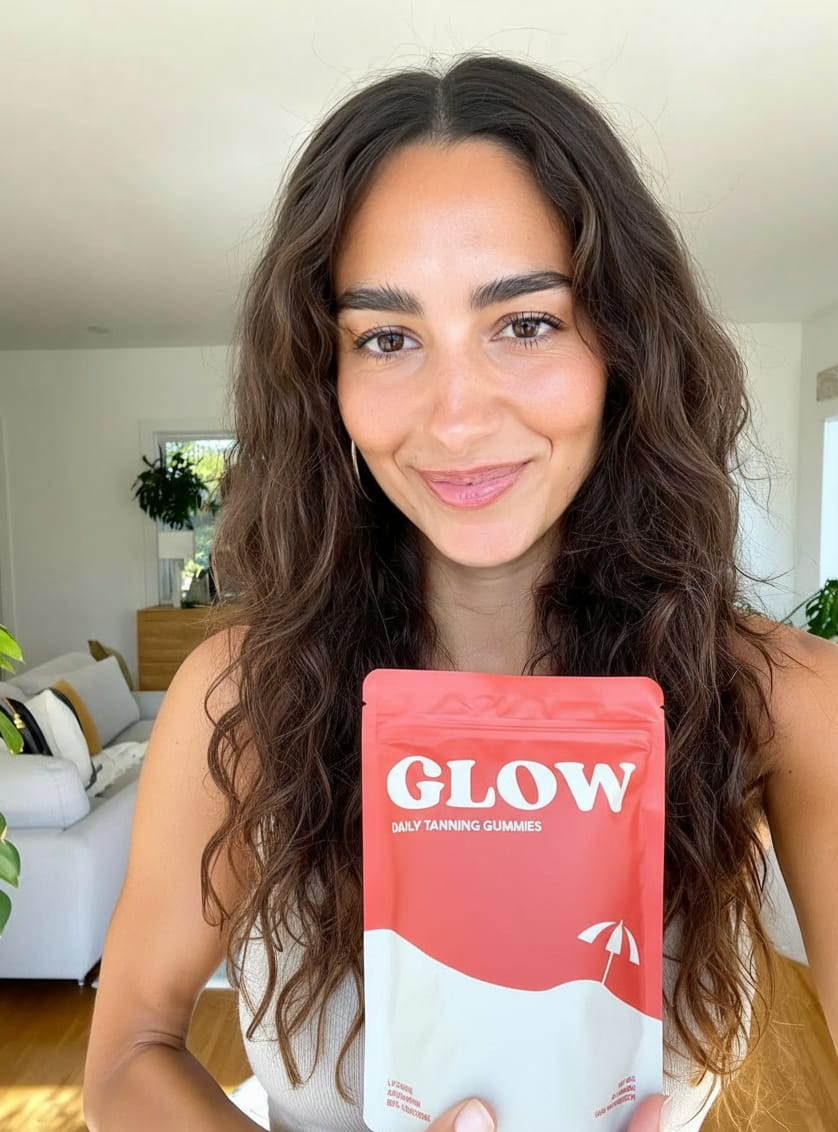 Customer photo review of Glow Tanning Gummies
