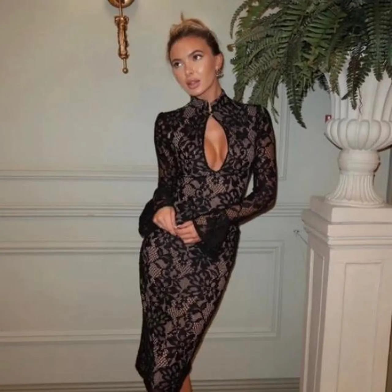Customer photo review of Amara Cut-Out Lace Midi Dress