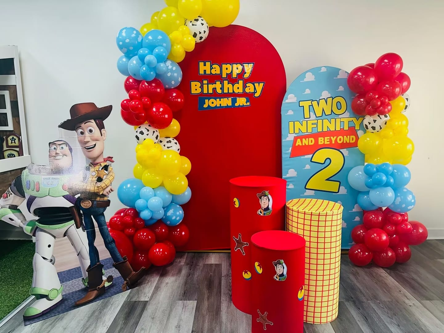 Customer photo review of Customize Two Infinity and Beyond Photo Background Birthday Arch Chiara Theme Background Double Side Elastic Covers