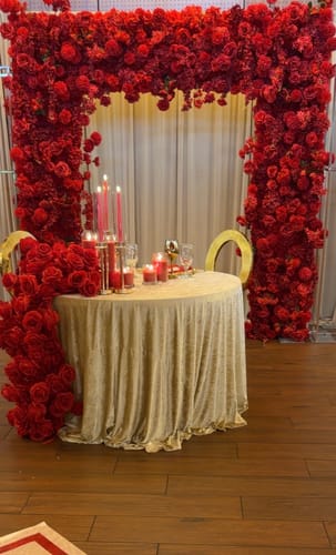 Customer photo review of Red Rose Hanging Flower Runner Wedding Backdrop Decor
