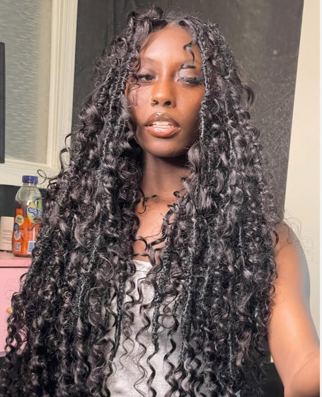 Customer photo review of Crochet Mermaid Braids with Loose Wave Human Hair Curls