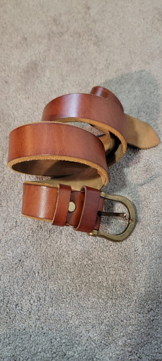 Customer photo review of Horseshoe Buckle Leather Belt - Brown
