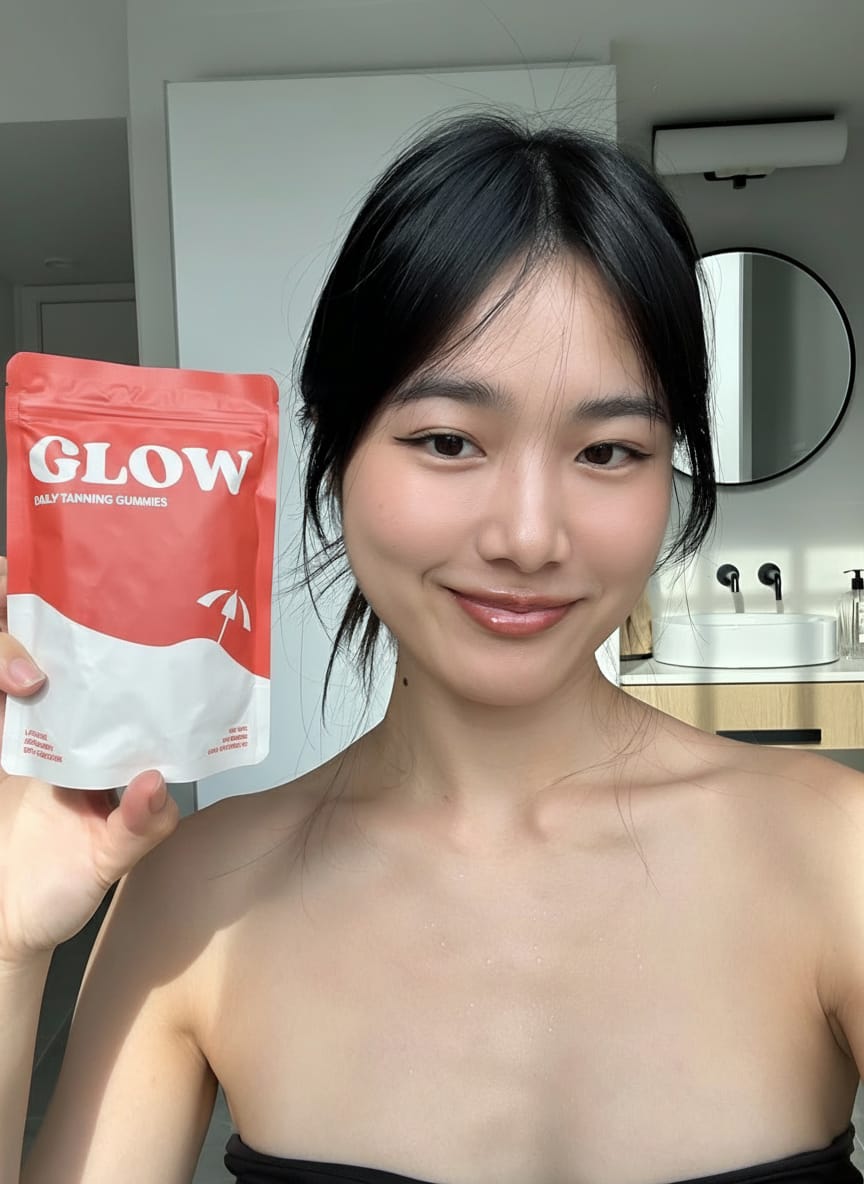 Customer photo review of Glow Tanning Gummies