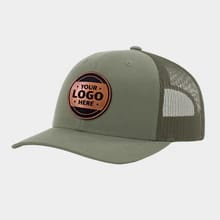 Customer photo review of Custom Leather Patch Trucker Hat - Richardson 112